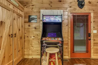 arcade game in cabin