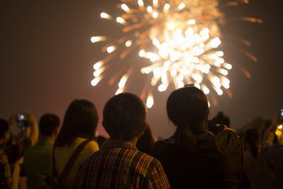group of people watching fireworks show