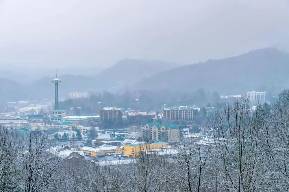 aerial view of gatlinburg