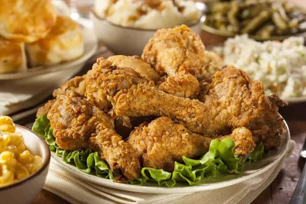 Fried chicken and tasty side dishes.