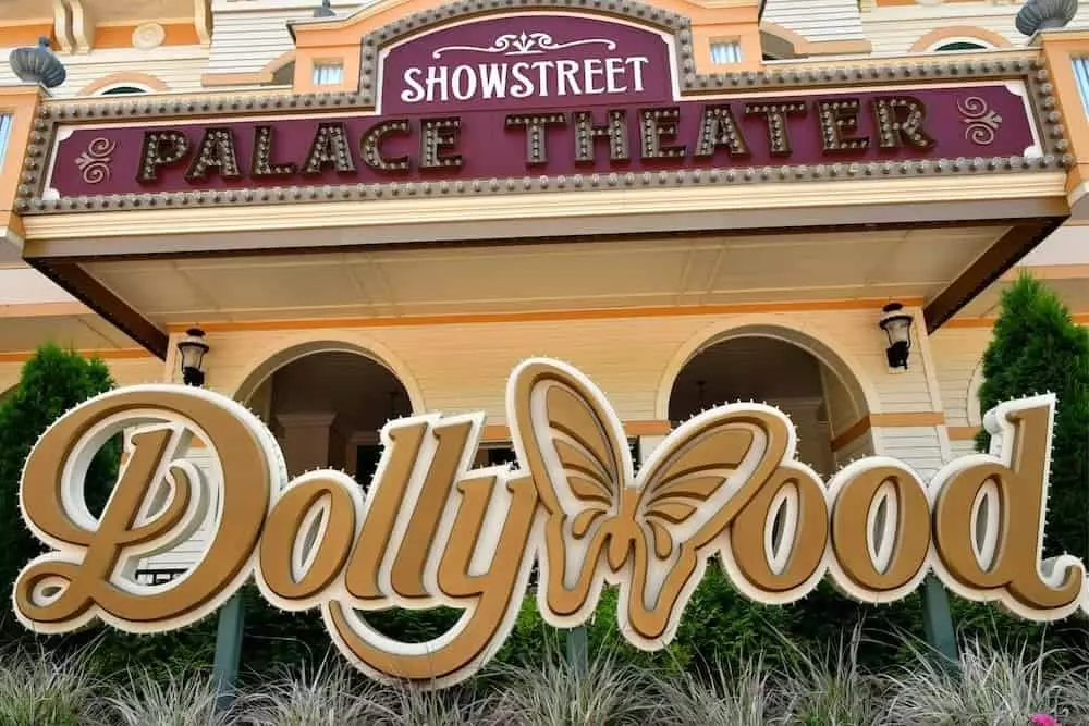 The Dollywood sign and the Showstreet Palace Theater.
