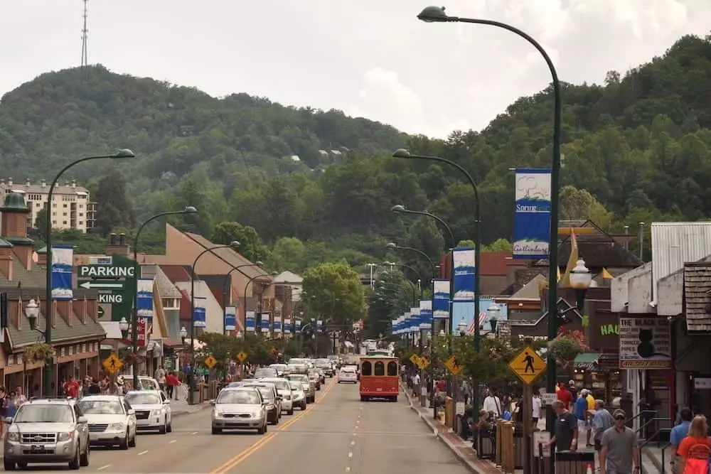 Scenic photo of downtown Gatlinburg.