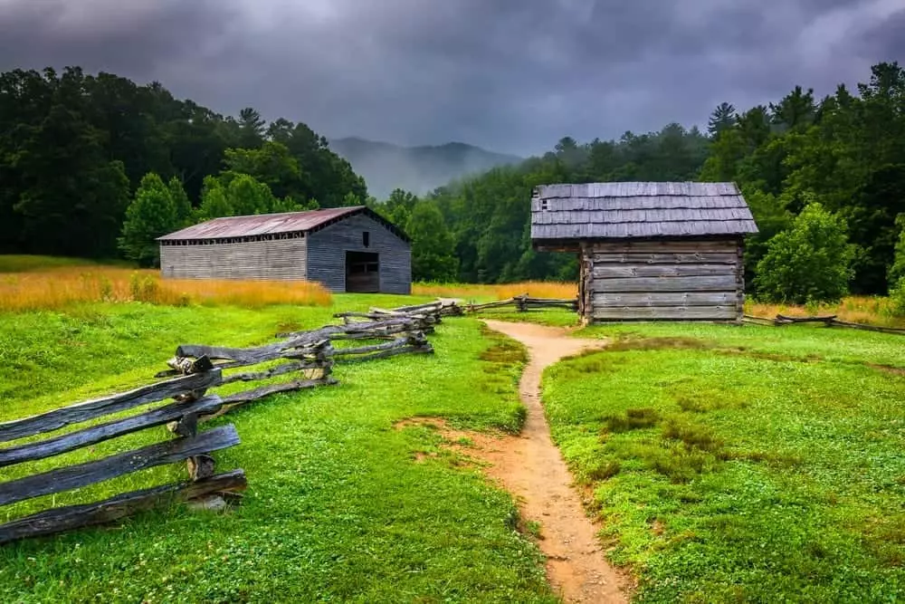 Barns in Cades Cove in the Smoky Mountains.