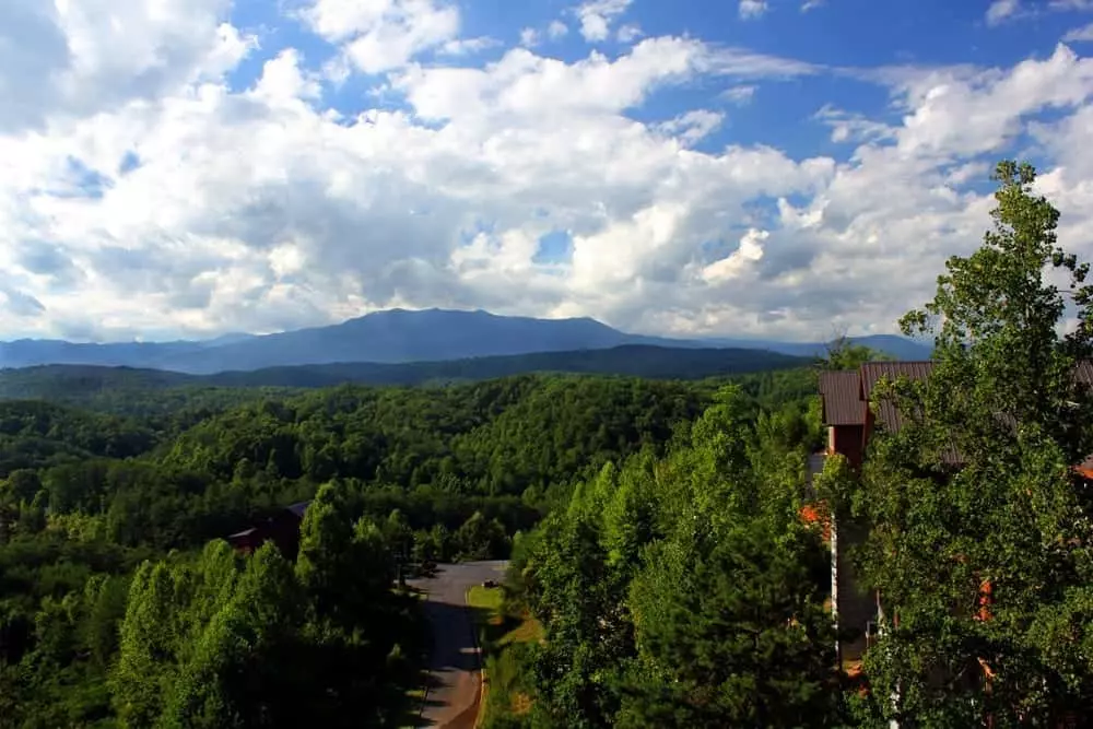 Beautiful mountain view from a Pigeon Forge cabin with indoor pool