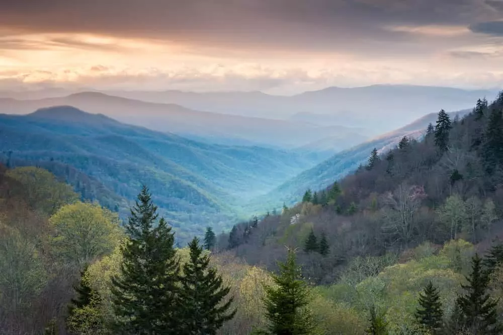 view of the Smoky Mountains in spring