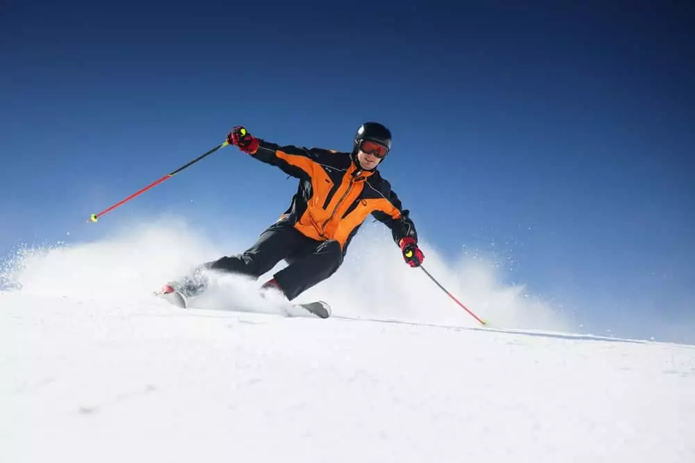 Skier on a slope in the snow