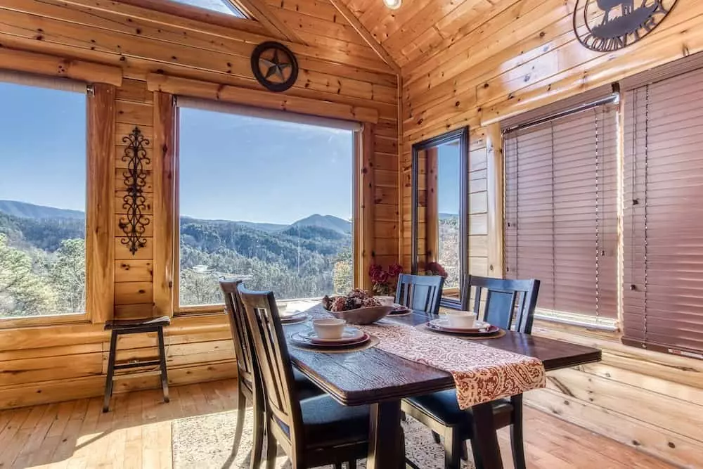 dining room in a view is forever cabin