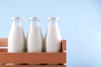 milk in glass bottles
