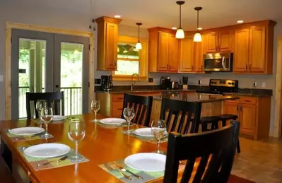 kitchen inside of a cabin in gatlinburg