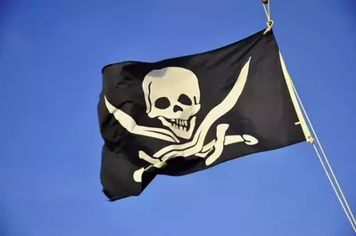 Pirate flag waving in the air