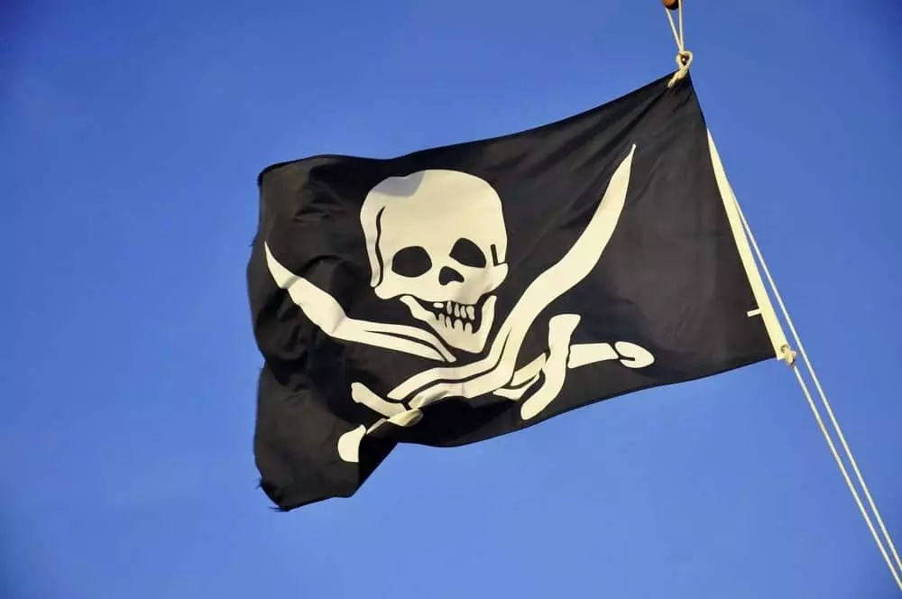 Pirate flag waving in the air