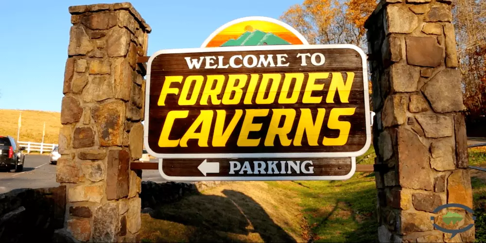 The sign for Forbidden Caverns.