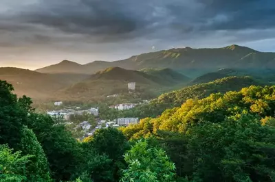 Stunning photo of Gatlinburg TN at sunrise.