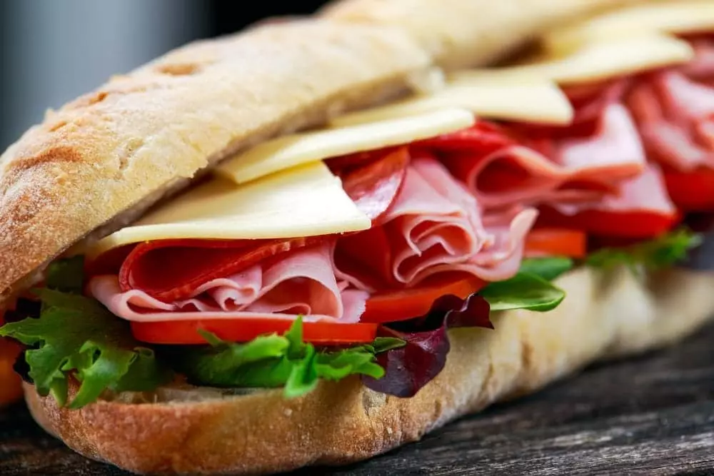 A delicious Italian sub sandwich.