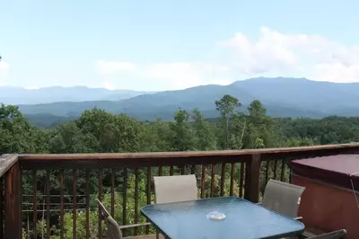 Beautiful views from the deck of the Mountain Magic cabin.