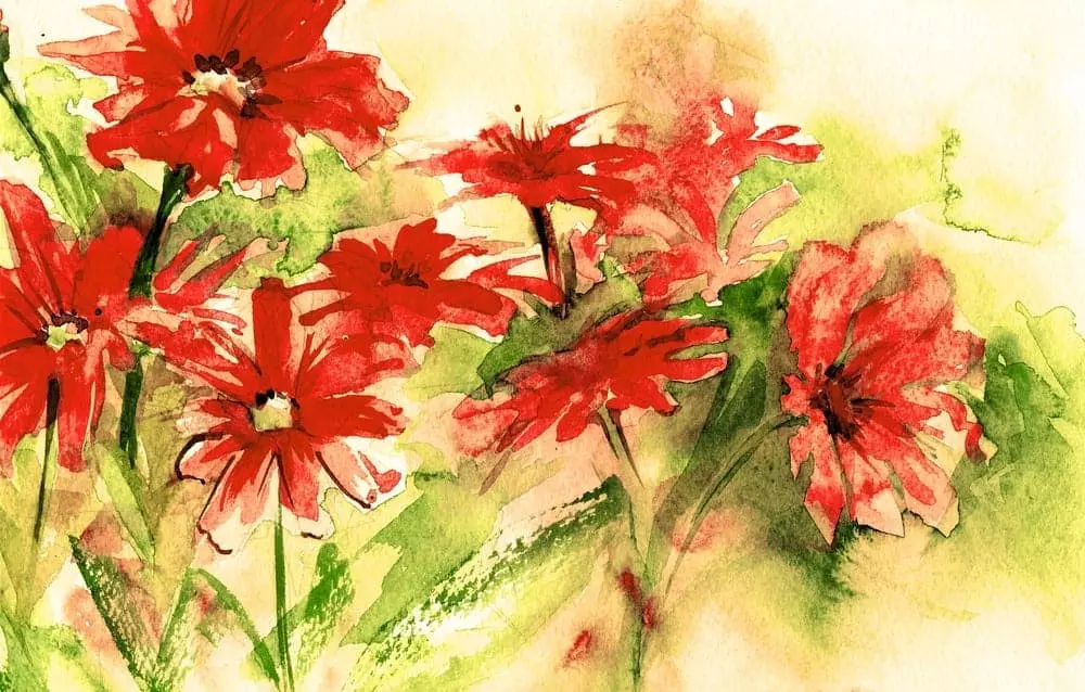 A painting of flowers.