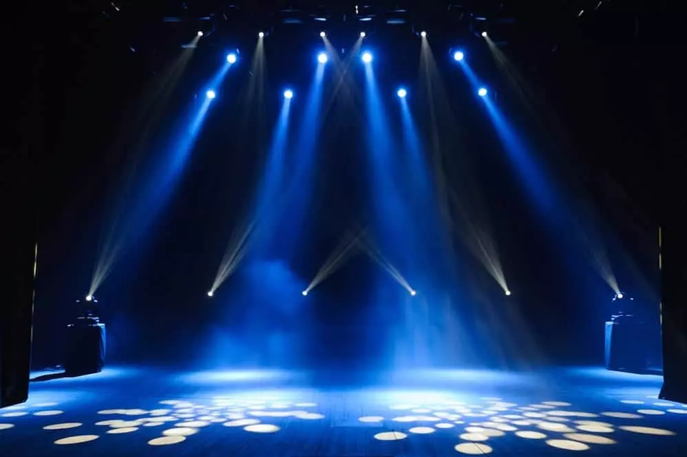 A stage with dramatic lighting.