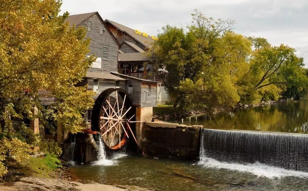 The Old Mill in Pigeon Forge in the fall.