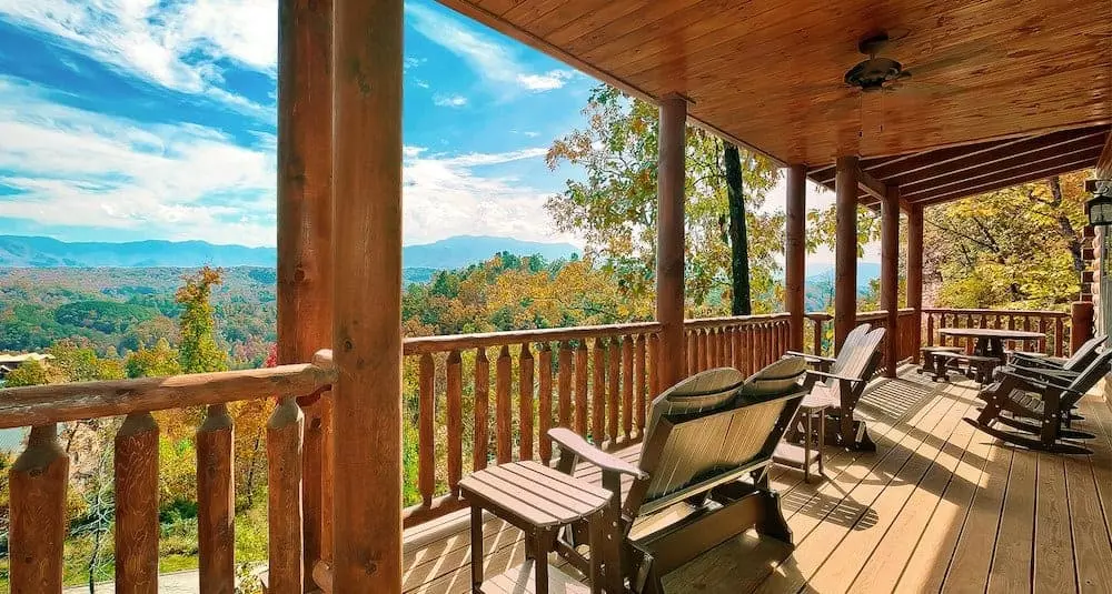 Stunning mountain views from the deck of a cabin rental in Pigeon Forge.