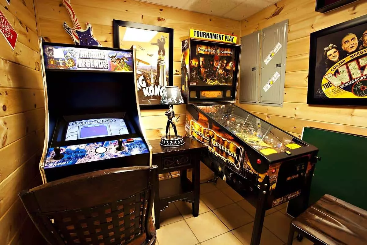 Game room in one of our 4 bedroom cabins