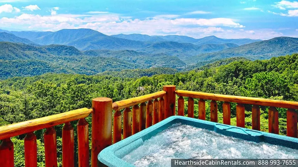 View of Smoky Mountains from Grand View Lodge large group cabins in Gatlinburg TN