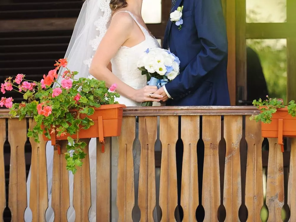 Bride and Groom on Pigeon Forge Cabin deck