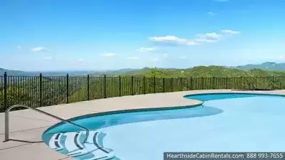 Photo of the swimming area at our Smoky Mountain cabins with pool access.