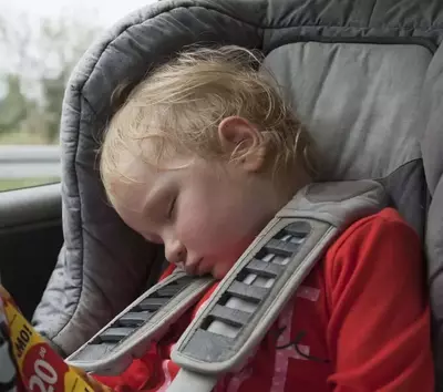 child tired during a Pigeon Forge cabin vacation