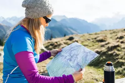 winter hiking in the Smoky Mountains with map