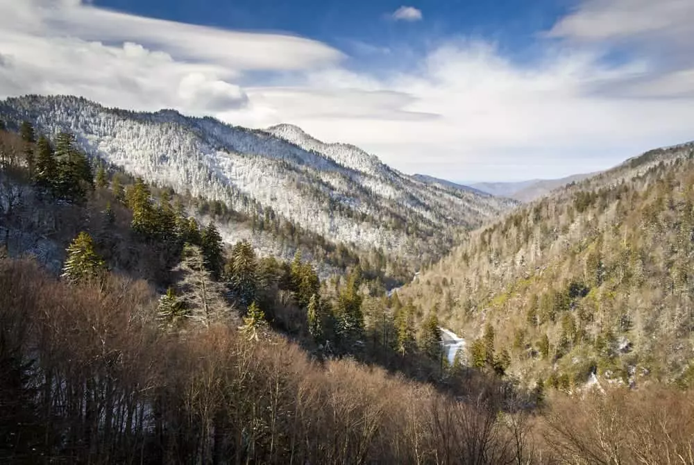 scenic Smoky Mountains in winter