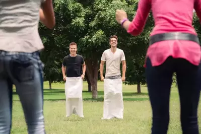 potato sack race at the Wears Valley Fall Festival