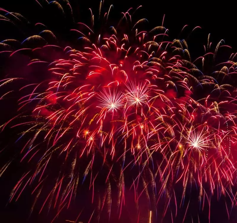 Red and pink fireworks