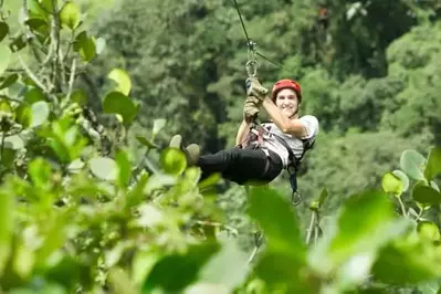 man ziplining