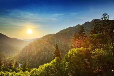 Sun setting over the Smoky Mountains