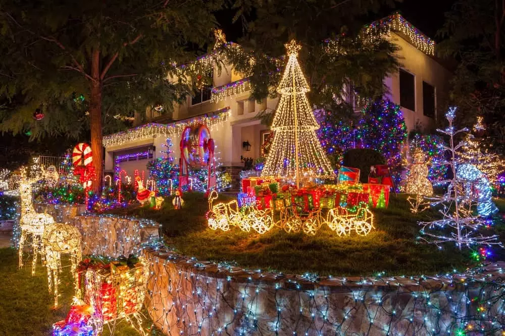 Christmas lights decorating house