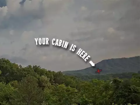Text pointing to cabin location