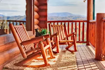 back porch of Wild Mountain Honey cabin in Pigeon Forge