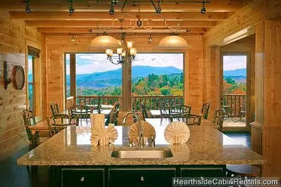 Kitchen in the Grand View Lodge cabin in the Smoky Mountains.