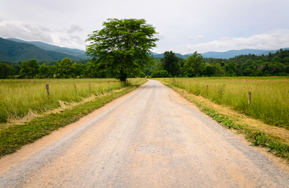 View of Hyatt Lane in Cades Cove in the Smoky Mountains in Tennessee