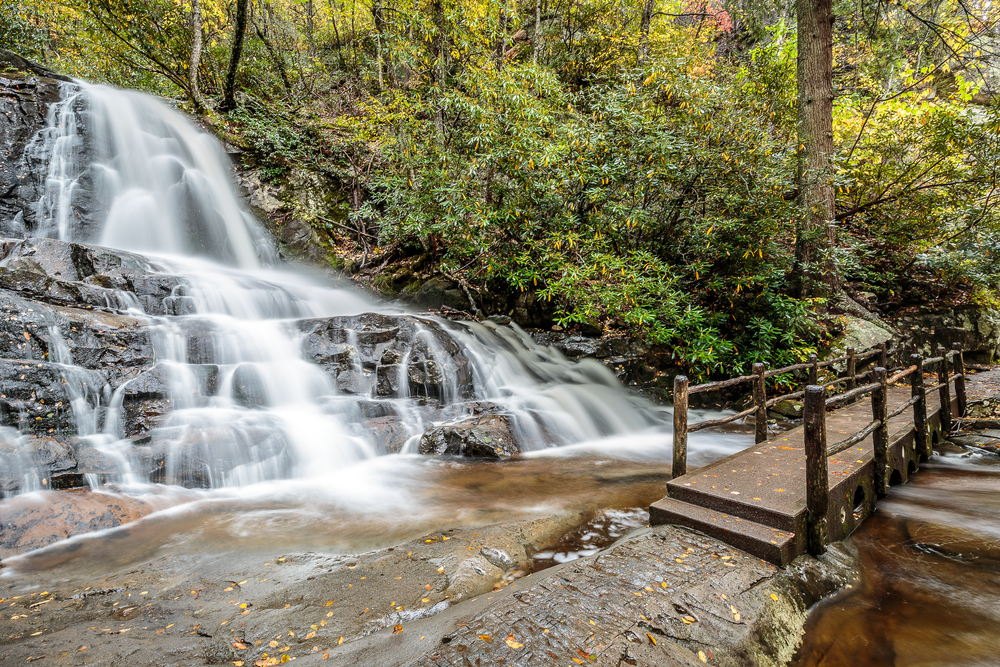 Laurel Falls waterfalls in the Smoky Mountains