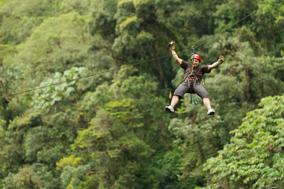 man zipling in Gatlinburg