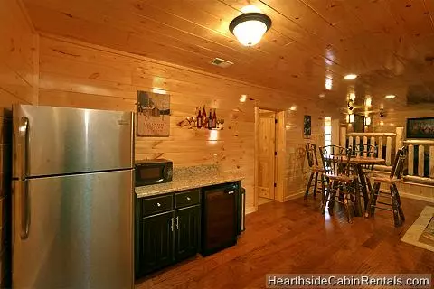 Mini-kitchenette in the downstairs of Grand View Lodge cabin in Pigeon Forge