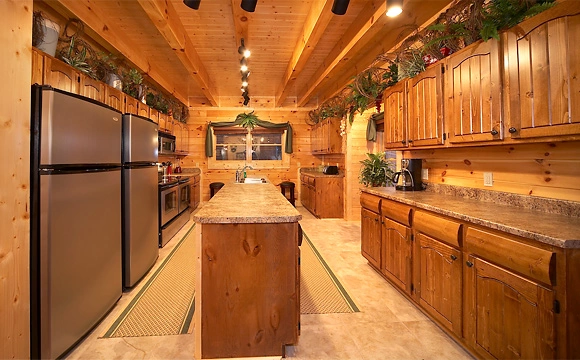 Large double kitchen at Majestic View Lodge cabin near Pigeon Forge and Gatlinburg