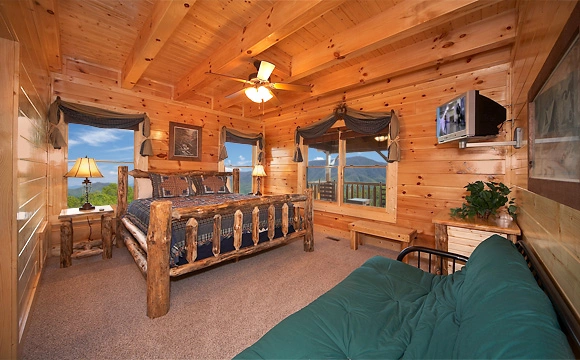 King suite in Majestic View Lodge cabin in Pigeon Forge