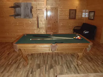 Full-size pool table at Majestic View Lodge cabin in Pigeon Forge
