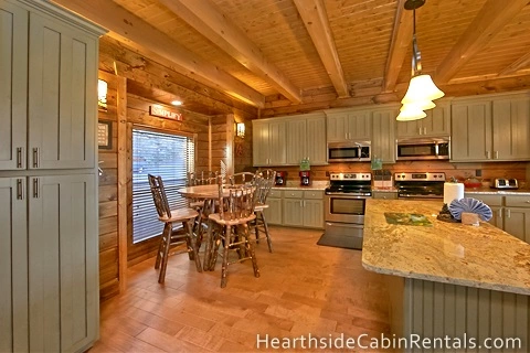 Large Pigeon Forge cabin with full kitchen and breakfast nook.