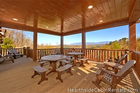 Private deck at Mountain Top Retreat cabin in Pigeon Forge.