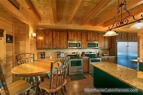Double kitchen inside A View For All Seasons cabin near Gatlinburg
