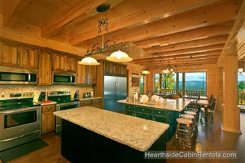  Double kitchen and dining area inside A View For All Seasons cabin near Gatlinburg