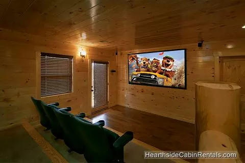 Theater-style seating for movie theater in cabin near Gatlinburg A View For All Seasons